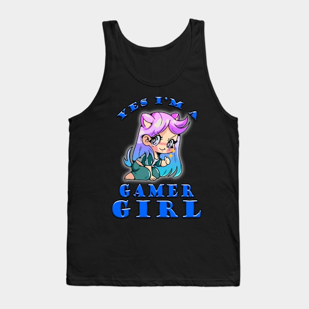 Yes Im A Gamer Girl Sly Blue Tank Top by Shawnsonart